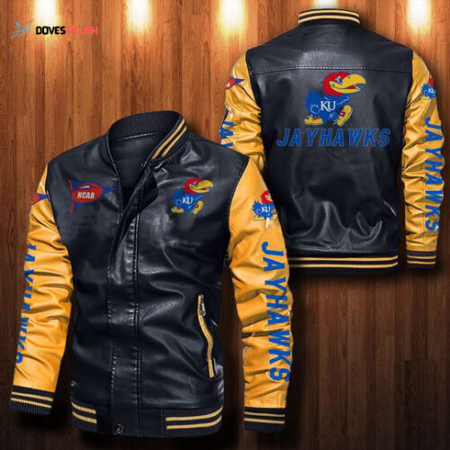Kansas Jayhawks Leather Bomber Jacket