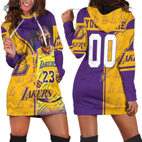 King James Los Angeles Lakers Hoodie Dress For Women