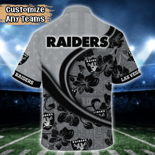 Las Vegas Raiders NFL US Flag Flower Hawaii Shirt  For Fans, Custom Summer Football Shirts