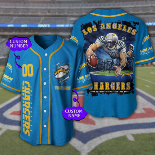 Los Angeles Chargers 3D NFL Personalized Baseball Jersey  For Men Women