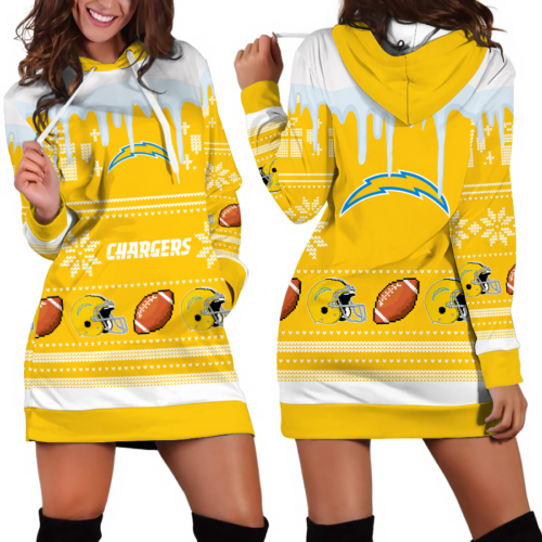 Los Angeles Chargers Christmas Hoodie Dress For Women
