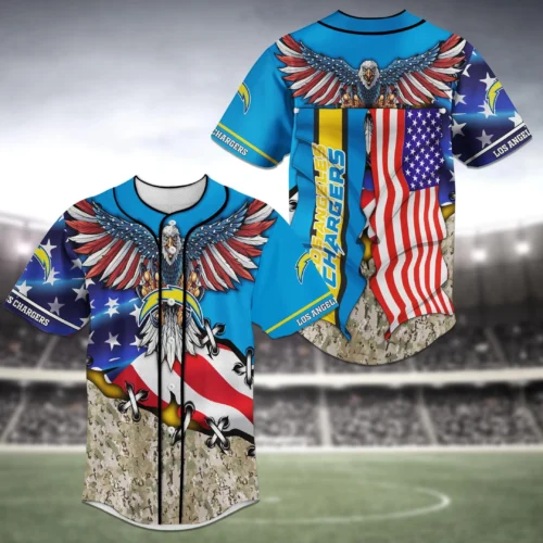 Los Angeles Chargers NFL US Flag Eagle Baseball Jersey Shirt  For Men Women