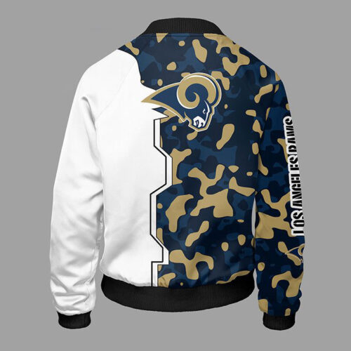 Los Angeles Rams Camouflage Blue Bomber Jacket