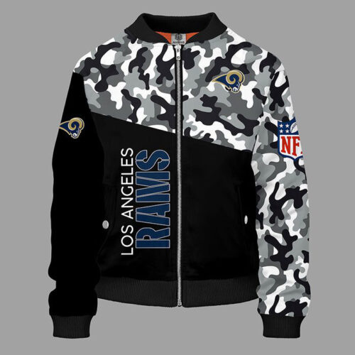 Los Angeles Rams Camouflage Blue Bomber Jacket