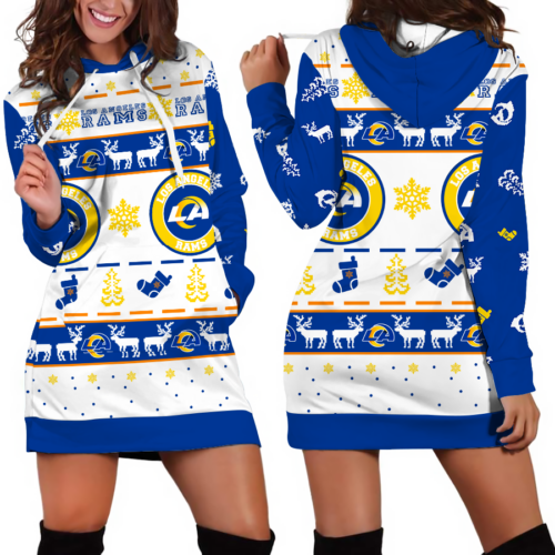 Los Angeles Rams Christmas Hoodie Dress For Women