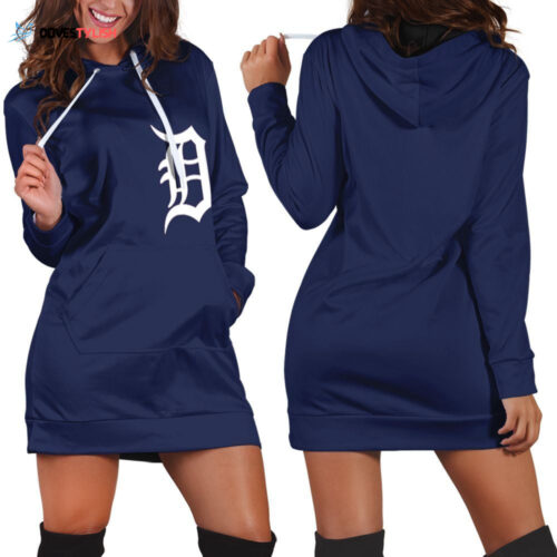 Majestic Detroit Tigers Blank Hoodie Dress For Women