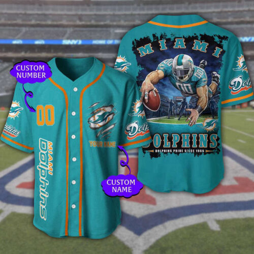 Miami Dolphins 3D NFL Personalized Baseball Jersey  For Men Women