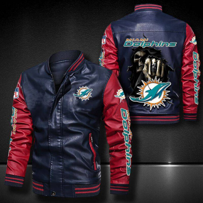 Miami Dolphins Leather Bomber Jacket