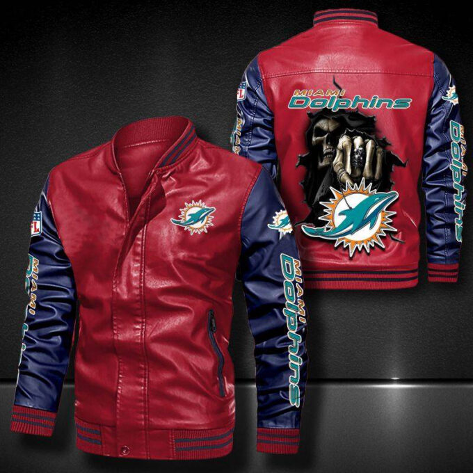 Miami Dolphins Leather Bomber Jacket