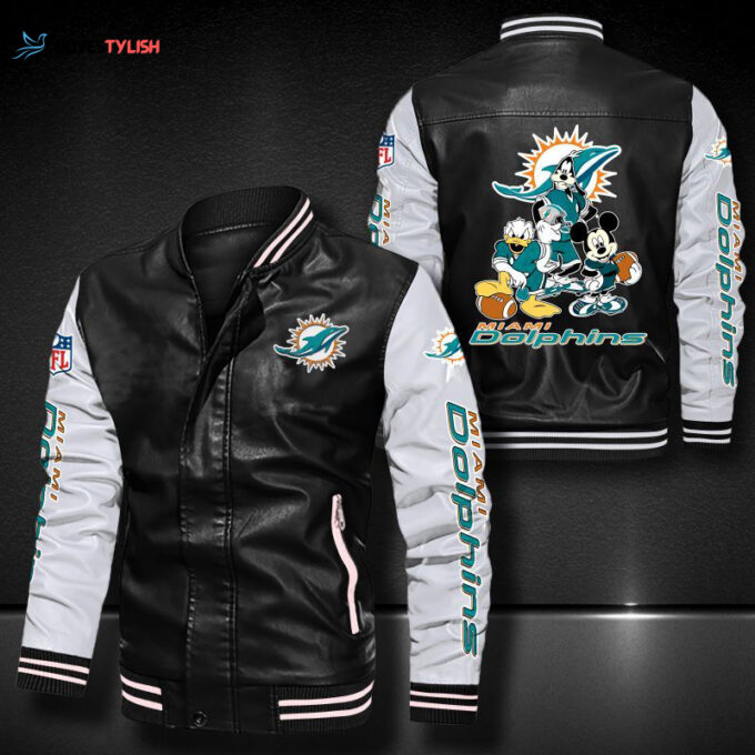 Miami Dolphins Leather Bomber Jacket