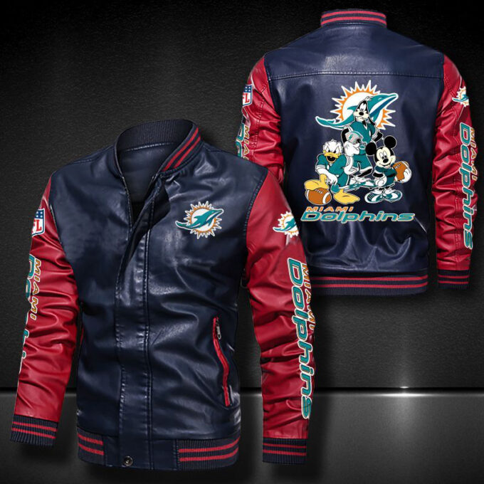 Miami Dolphins Leather Bomber Jacket