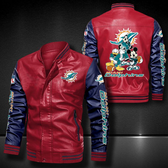 Miami Dolphins Leather Bomber Jacket