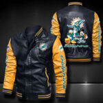 Miami Dolphins Leather Bomber Jacket