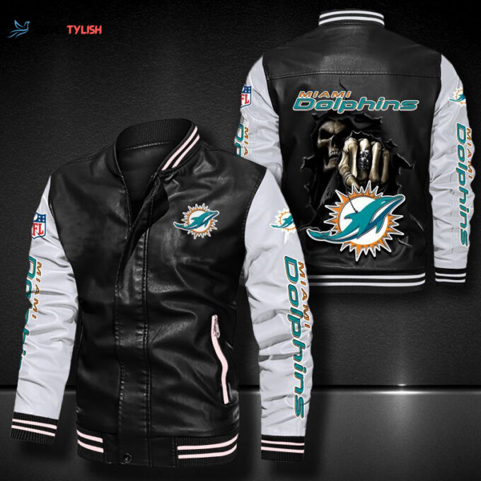 Miami Dolphins Leather Bomber Jacket