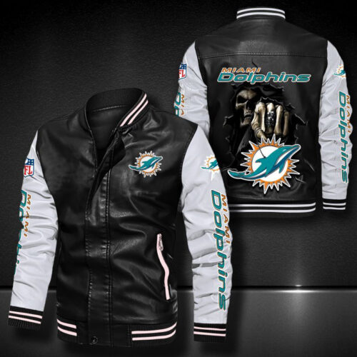 Miami Dolphins Leather Bomber Jacket