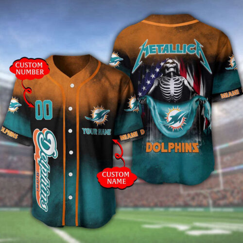 Miami Dolphins NFL 3D Personalized Baseball Jersey  For Men Women