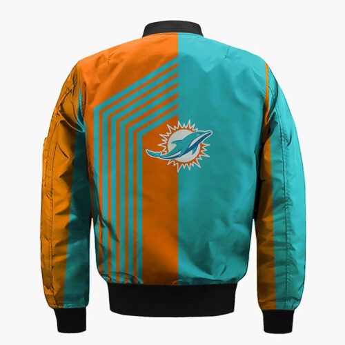 Miami Dolphins Skull Blue Orange Bomber Jacket