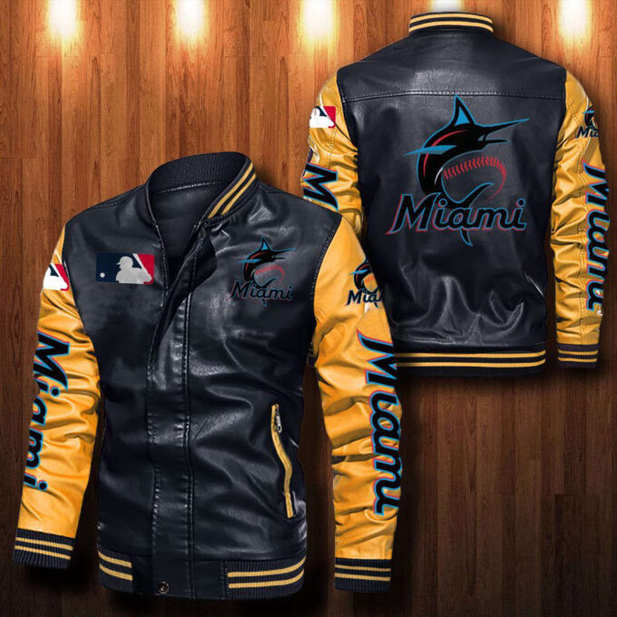 Miami Marlins Leather Bomber Jacket