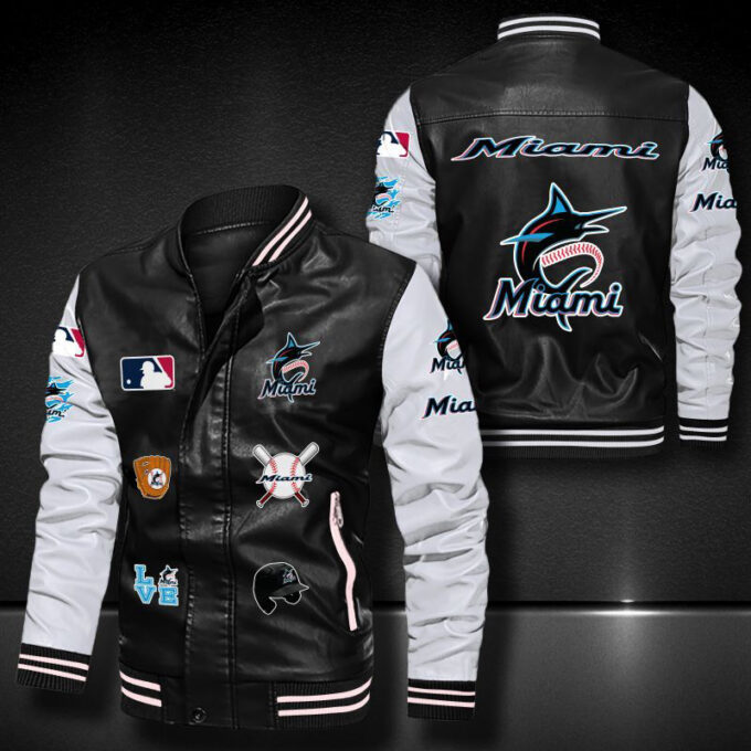 Miami Marlins Leather Bomber Jacket