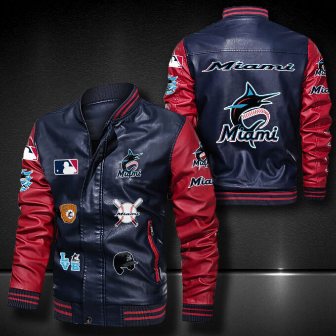 Miami Marlins Leather Bomber Jacket