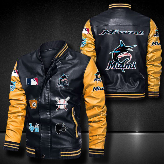 Miami Marlins Leather Bomber Jacket