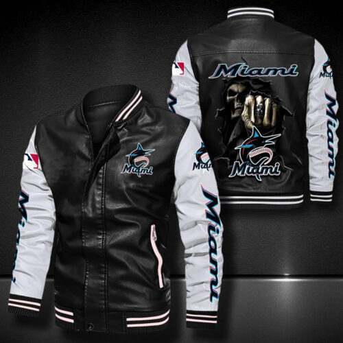 Miami Marlins Leather Bomber Jacket