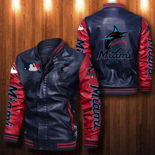 Miami Marlins Leather Bomber Jacket