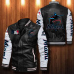 Miami Marlins Leather Bomber Jacket