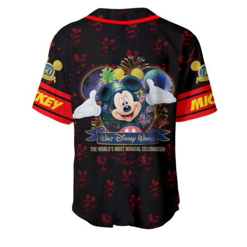 Mickey Mouse Red Disney 50th Anniversary Baseball Jersey
