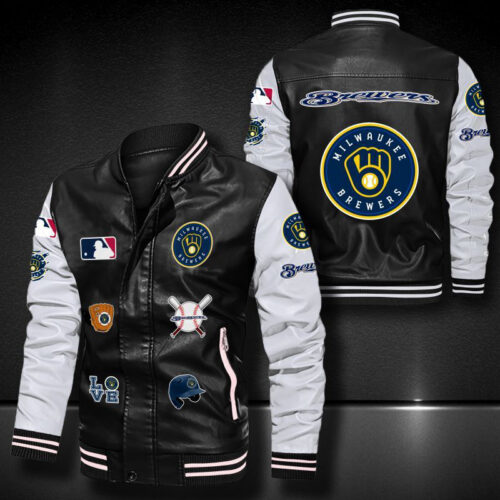 Milwaukee Brewers Leather Bomber Jacket