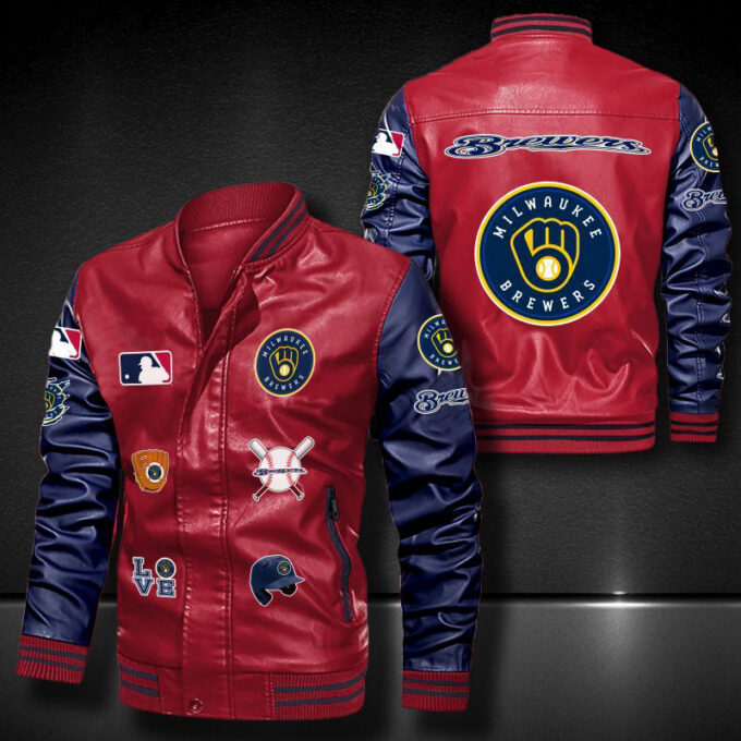 Milwaukee Brewers Leather Bomber Jacket