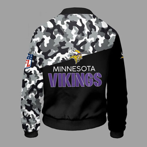 Minnesota Vikings Camouflage Violet Bomber Jacket