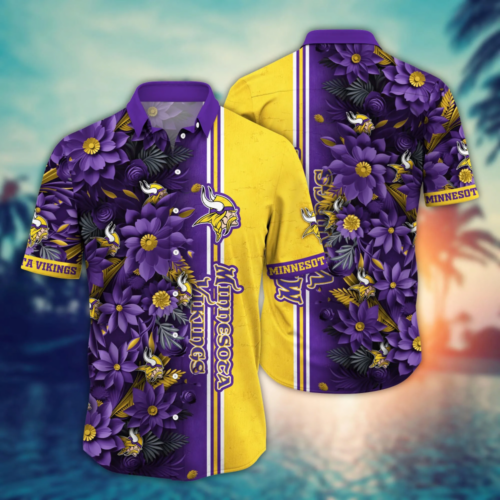 Minnesota Vikings NFL Flower Hawaii Shirt  For Fans, Custom Summer Football Shirts