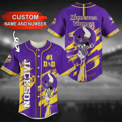 Minnesota Vikings NFL Personalized Personalized Name Baseball Jersey Shirt  For Men Women