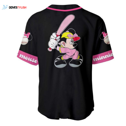 Minnie Mouse Pink Black Disney Custom Baseball Jersey