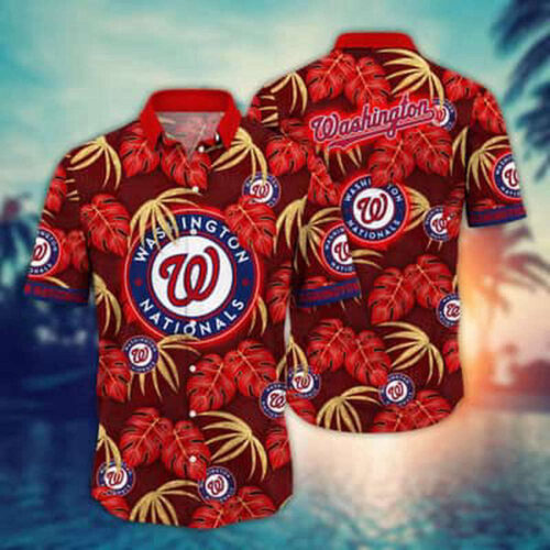 MLB Washington Nationals Hawaiian Shirt Palm Leaves Pattern Practical Beach Gift