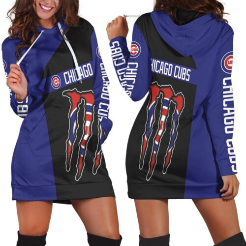 Monster Energy Chicago Cubs Hoodie Dress For Women