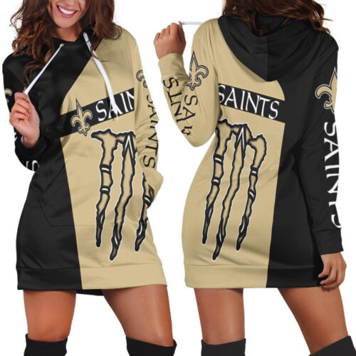 Monster Energy New Orleans Saints Hoodie Dress For Women