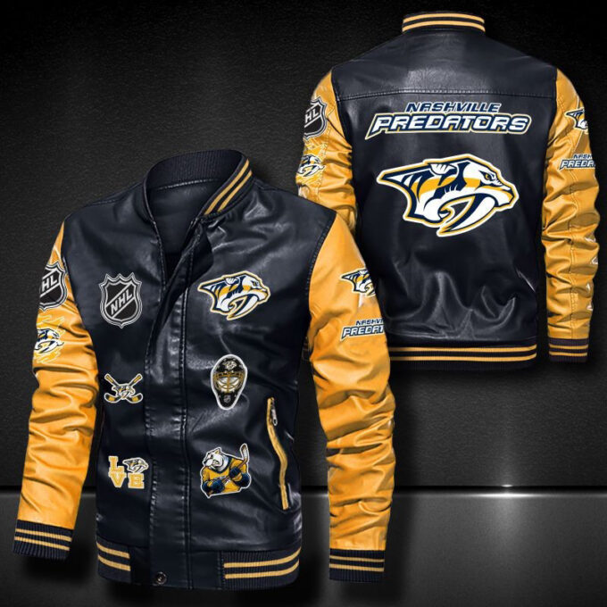 Nashville Predators Leather Bomber Jacket
