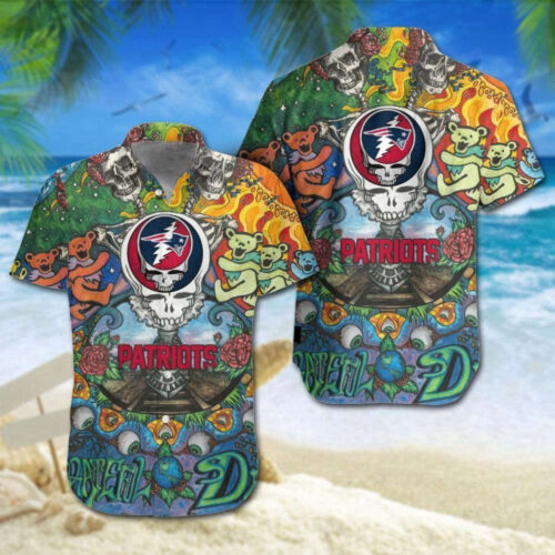 New England Patriots Grateful Dead NFL Gift For Fan Hawaiian Graphic Print