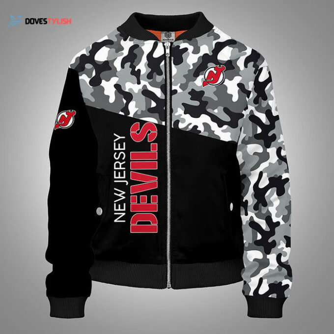 New Jersey Devils Camouflage Black Bomber Jacket