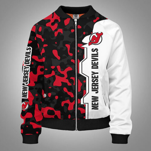 New Jersey Devils Camouflage Red Bomber Jacket