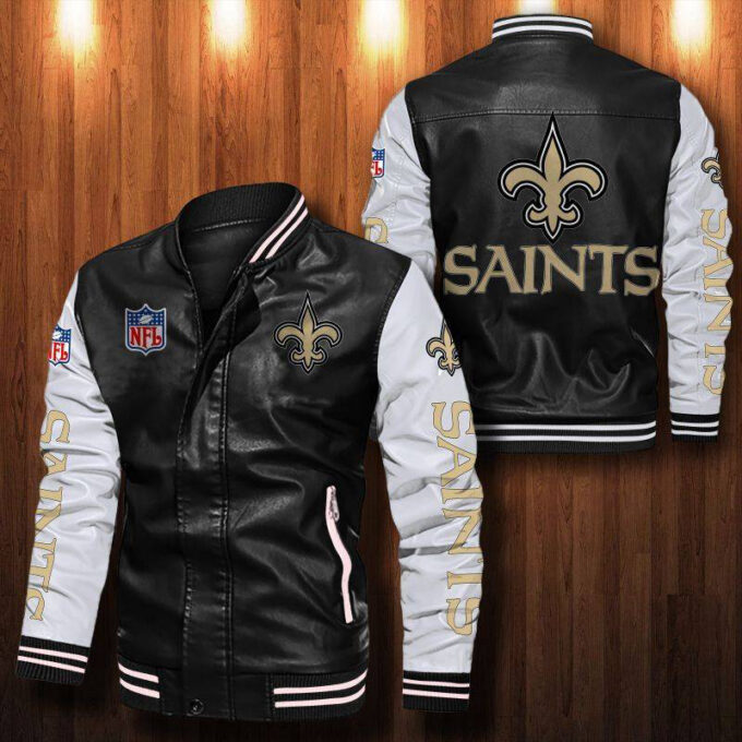 New Orleans Saints Leather Bomber Jacket