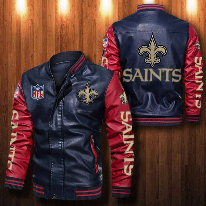 New Orleans Saints Leather Bomber Jacket