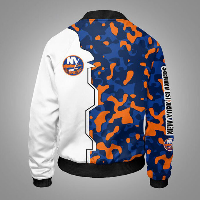New York Islanders Camouflage Orange Bomber Jacket