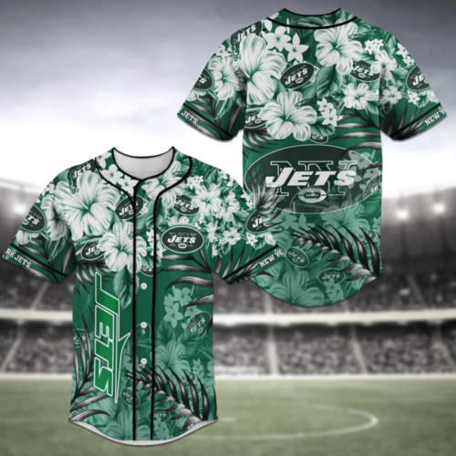 New York Jets NFL Baseball Jersey Shirt Flora Print  For Men Women