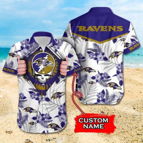 NFL Baltimore Ravens Grateful Dead Gift For Fan Personalized Hawaiian