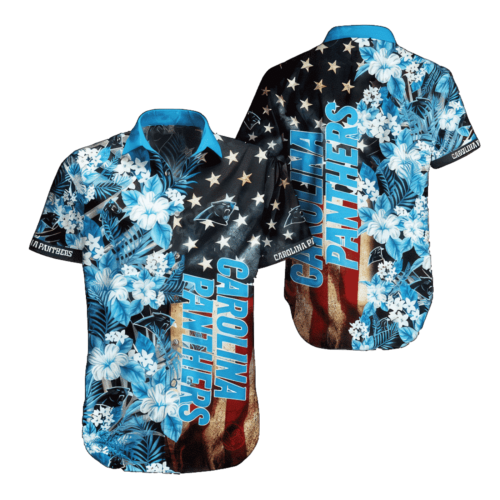 NFL Carolina Panthers Hawaiian Shirt Flag Flower For Men And Women
