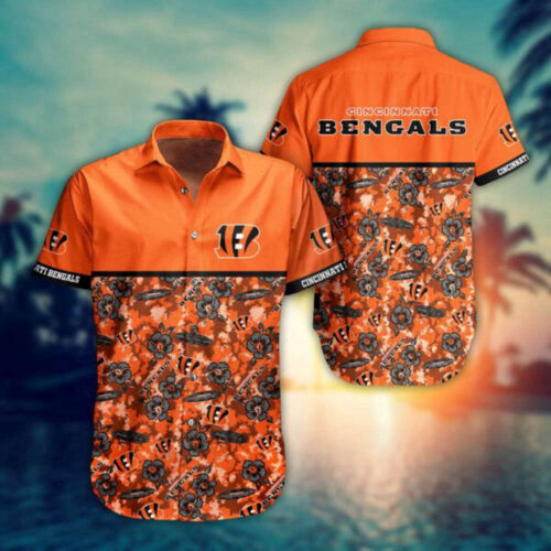 Nfl Cincinnati Bengals Hawaiian Shirt   Skull All Over Print