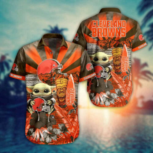 NFL Cleveland Browns Hawaiian Shirt Baby Yoda Style, Best Gift For Men WoMen